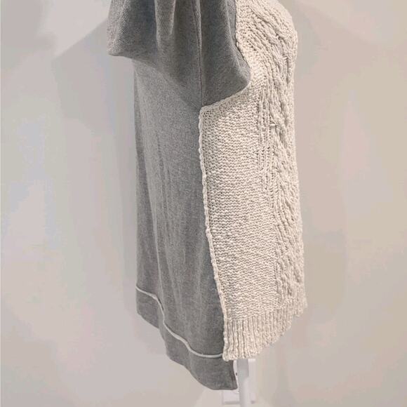 Dolan Anthropologie Womens M Boho Gray 3/4 Sleeve Sweater Cream Crocheted Top - Picture 7 of 12